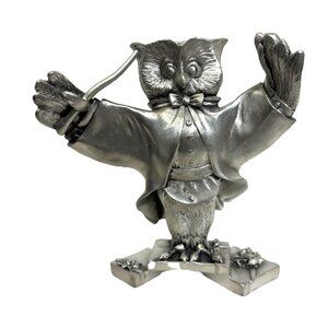Rare 1993 Seagull Canada Pewter Etain Zinn Owl Conductor Figurine Vintage